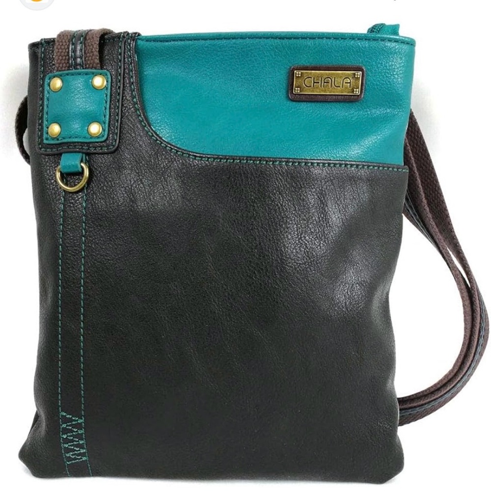 Chala Turquoise and Dark Brown Crossbody Bag